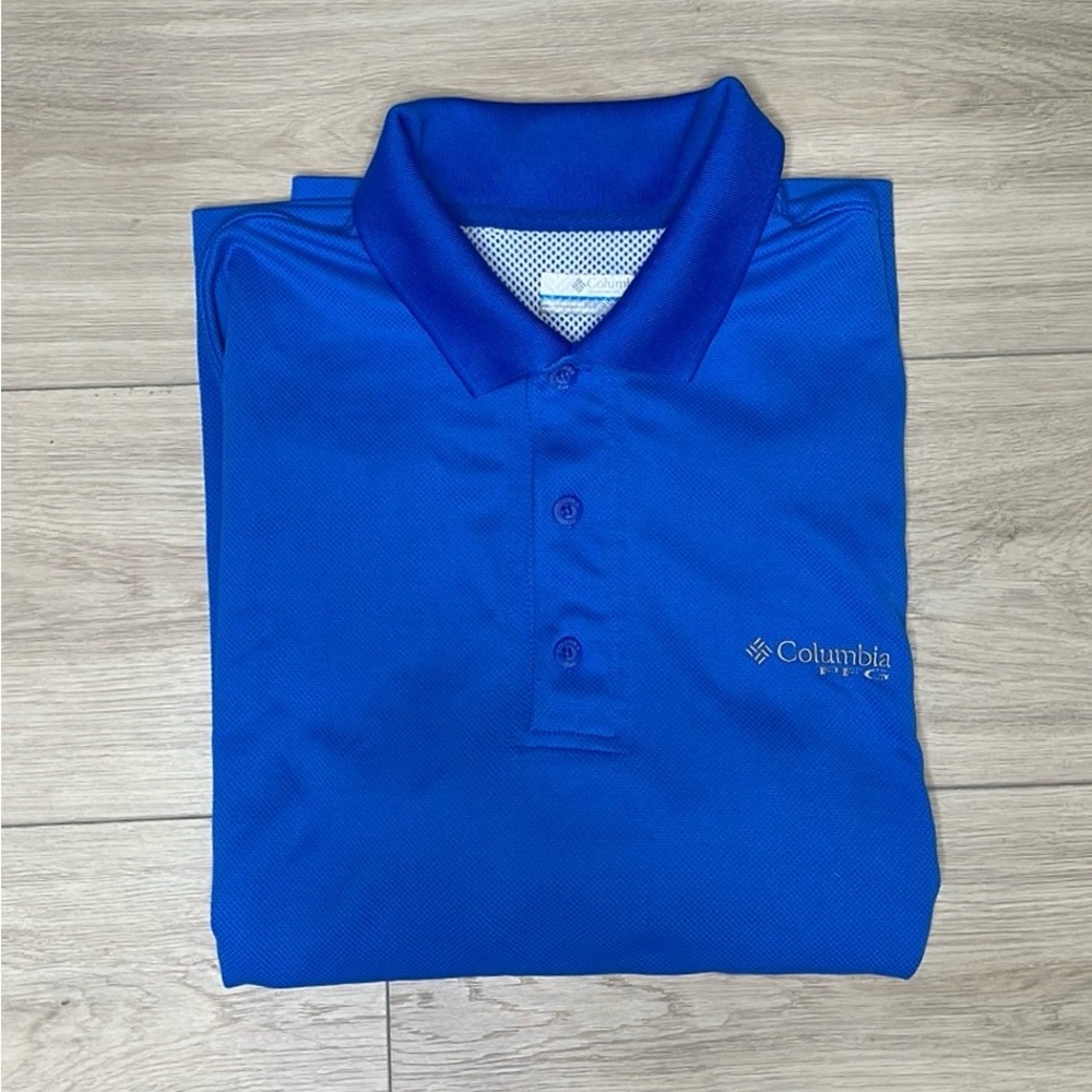 Columbia Sportswear PFG Mens Blue Polo Short Sleeve